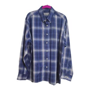 DAVID TAYLOR Men's Blue Plaid Button Down Long Sleeve Shirt L